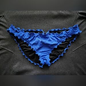 Victoria's Secret Blue and Black Ruffled Bikini Bottom